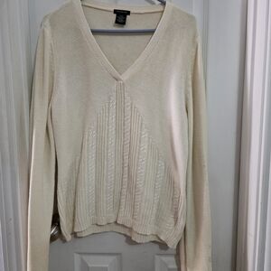 Women's Calvin Klein Cream V-Neck Sweater